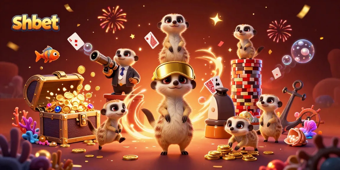 Experience the thrilling casino atmosphere at shbet with a meerkat casino operation featuring card games and treasure.