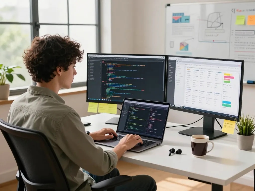 Open claw personal AI assistant in a modern tech workspace with coding and project management tools.