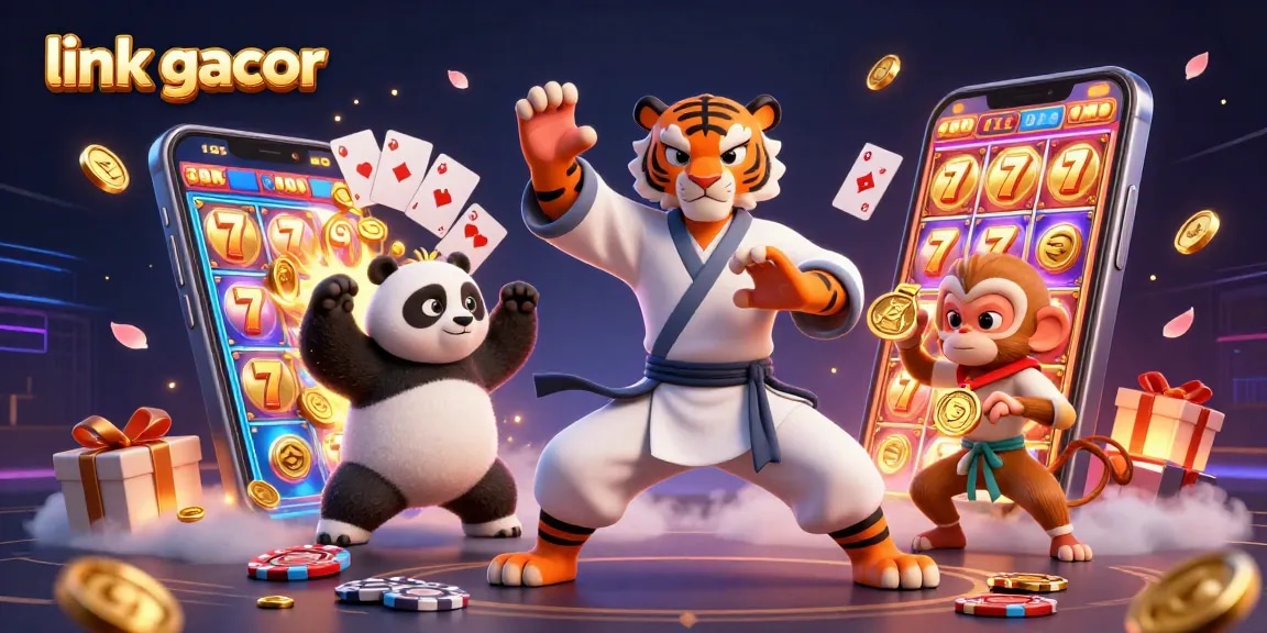 Engage with thrilling link gacor via a dynamic 3D casino scene with vibrant characters and casino elements.