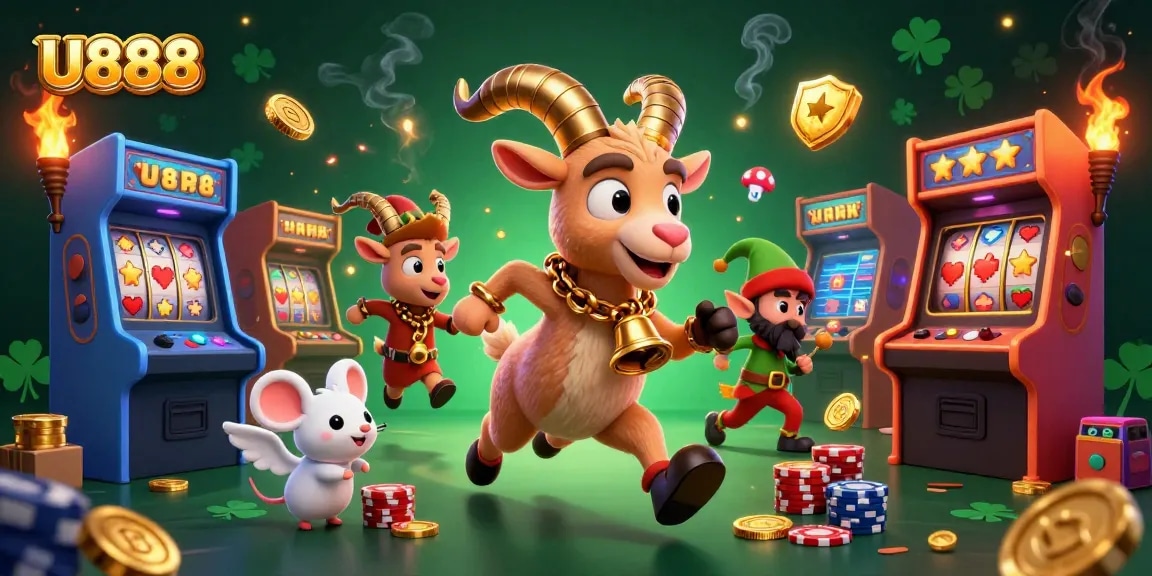 U888 engages players with an exciting gambling scene featuring a dynamic casino illustration.