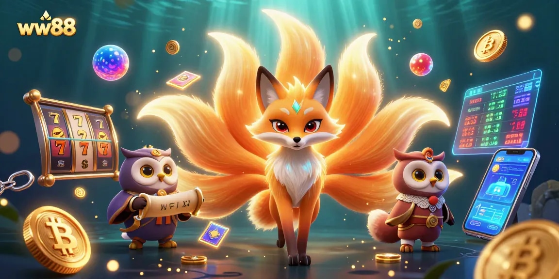 Play lucky slots at ww88 for big wins with vibrant characters in this animated casino scene.