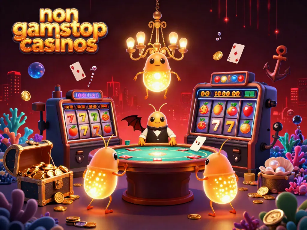 Experience the vibrant atmosphere of non gamstop casinos as glowworms light up the scene with treasure and gaming elements.