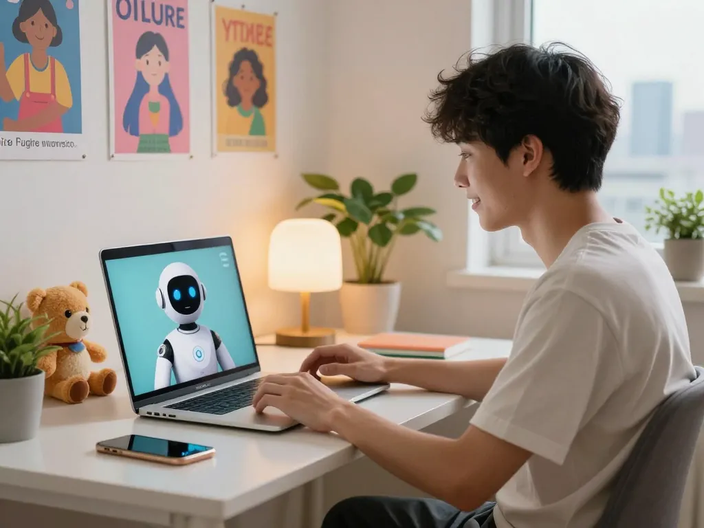 Engaging interaction with sex chat AI on a lively virtual platform, showcasing friendly communication.
