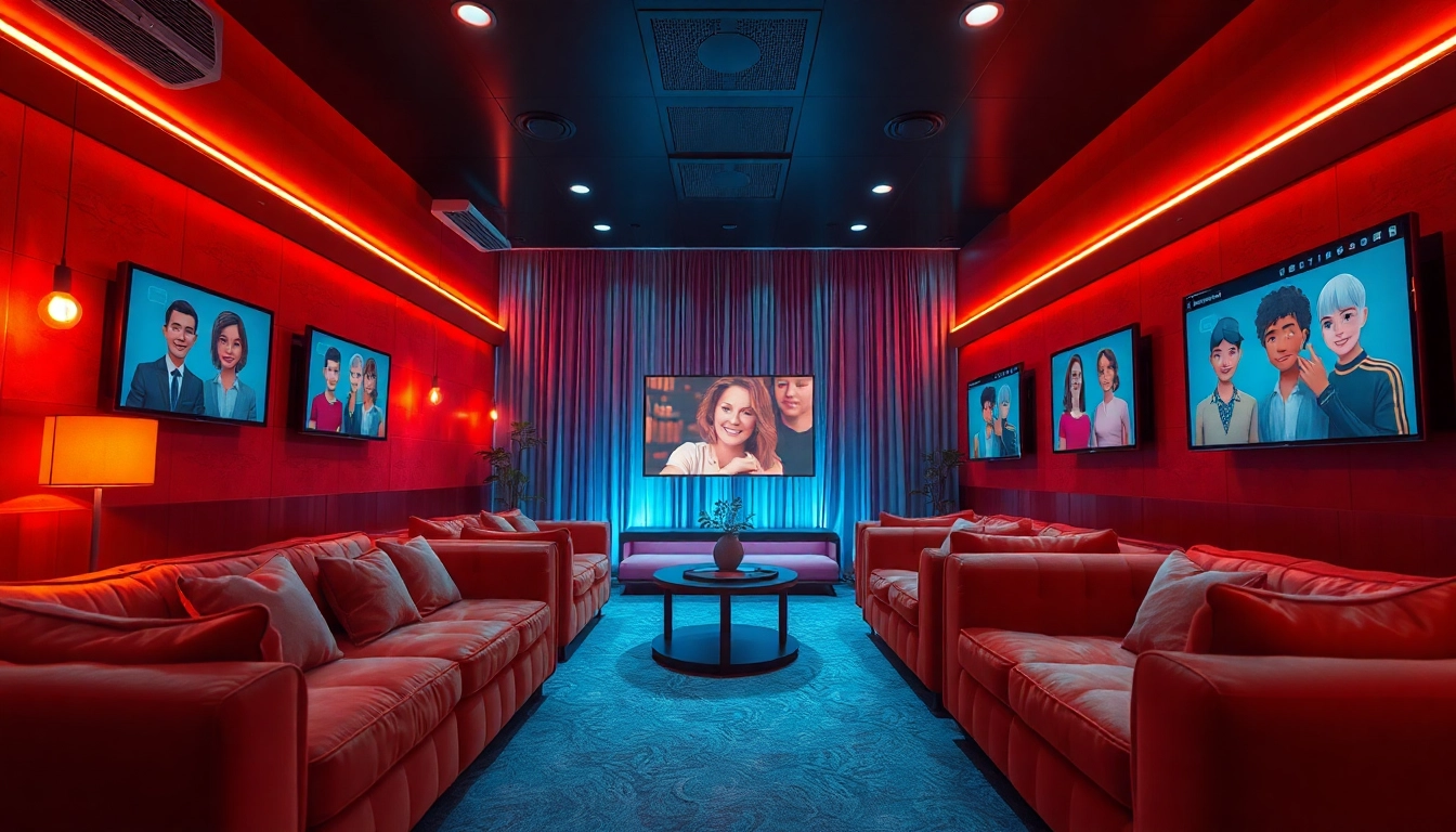 Interactive sexchat environment with inviting ambiance and engaging avatars.