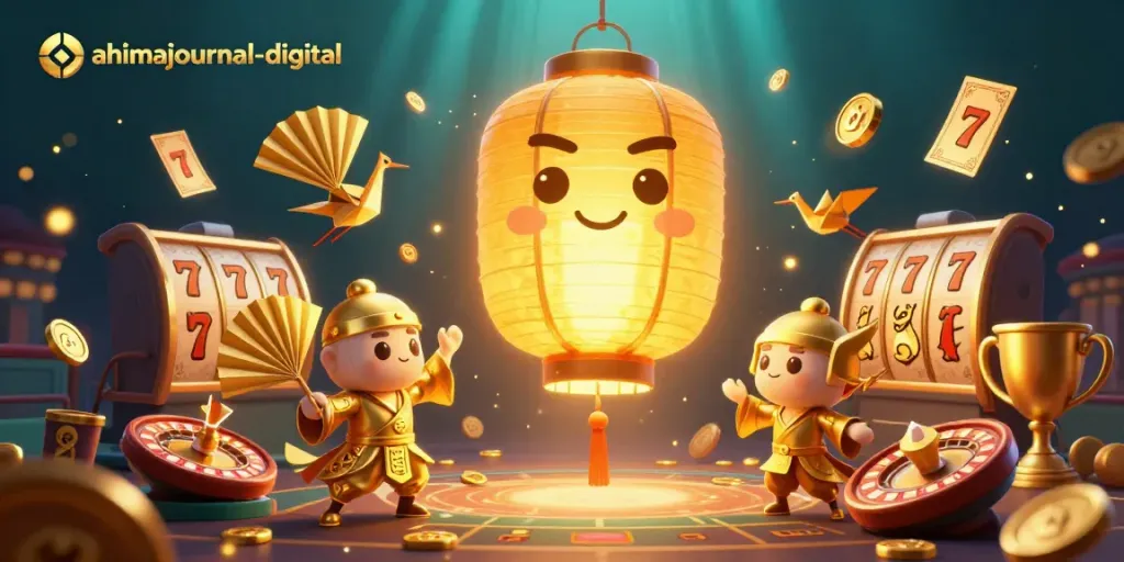 Engage with ahimajournal-digital's captivating casino scene featuring vibrant characters and dynamic casino elements.