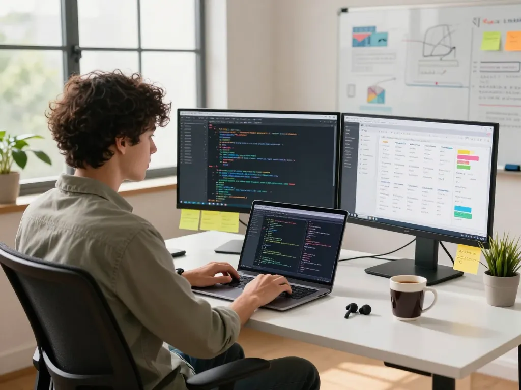Open claw personal AI assistant in a modern tech workspace with coding and project management tools.
