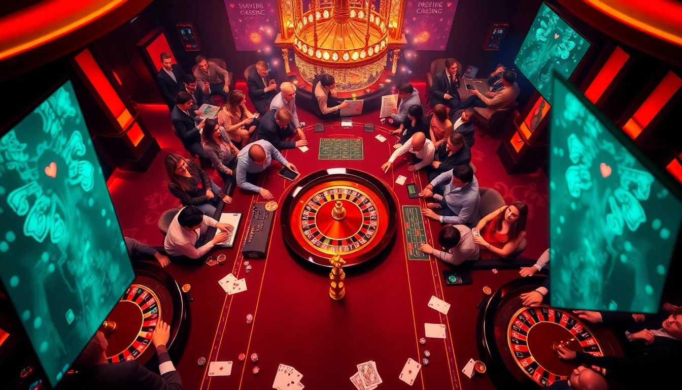 Players excitedly gamble at a luxurious casino table representing xin88, showcasing high stakes and thrilling gameplay.