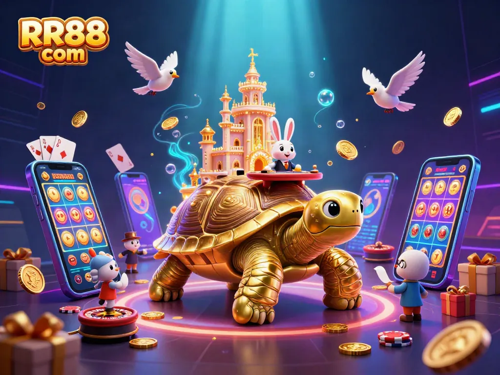 Engage with RR88 com showcasing vibrant 3D casino elements and golden coins during exciting gameplay.