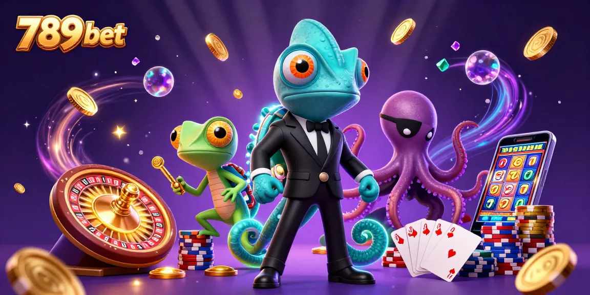 Engage with 789 bet's thrilling action featuring chameleon agents amidst a vibrant casino scene.