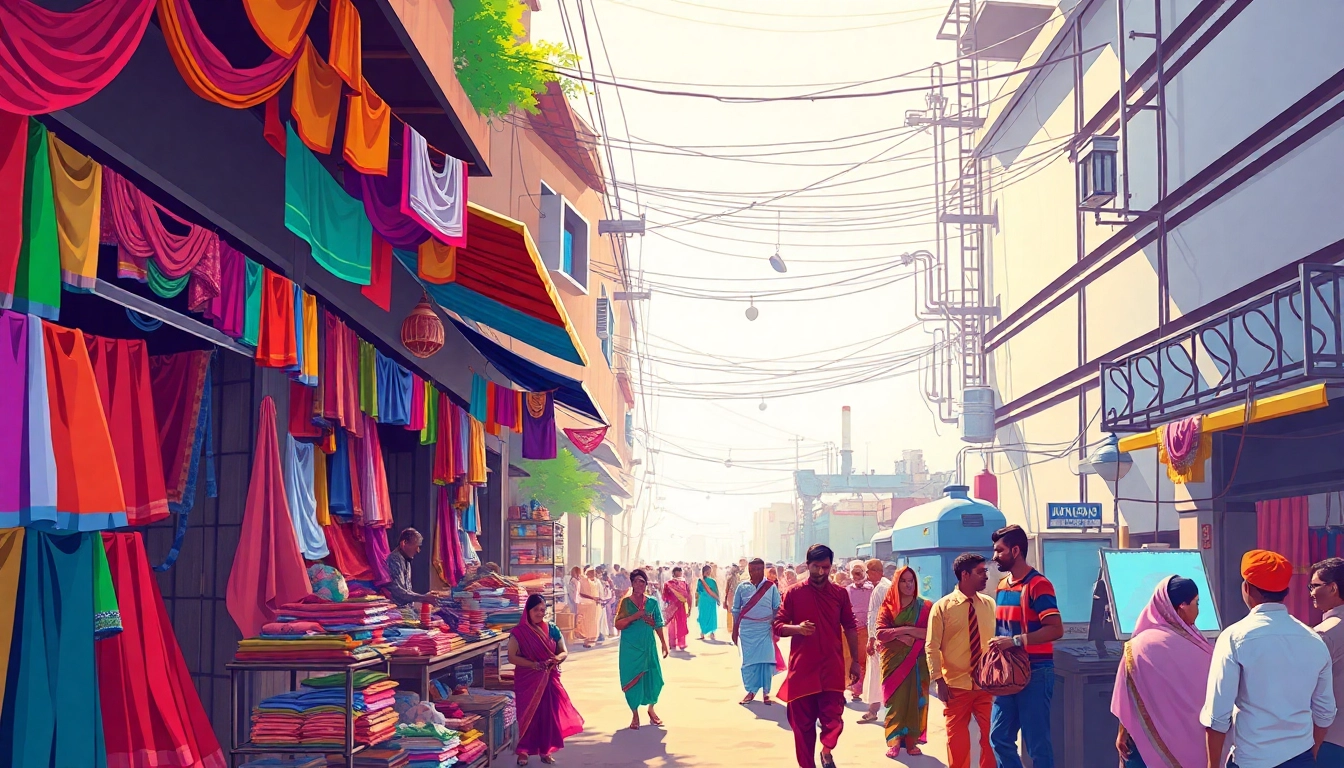 Explore the vibrant market scene reflecting the surat economy, showcasing local textiles and diamond craftsmanship.