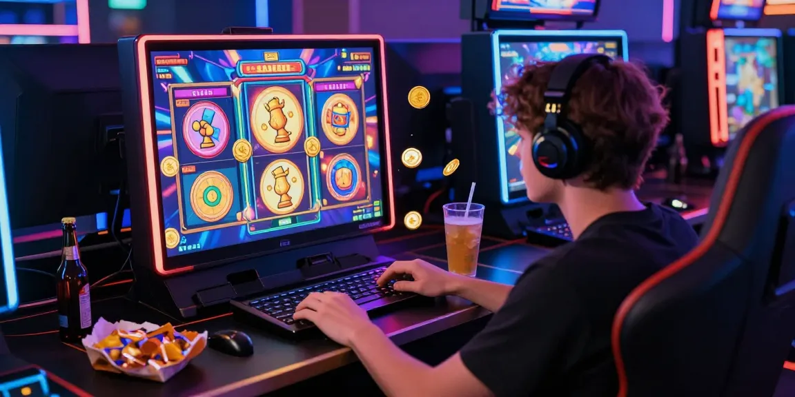 Pengguna SUPER59 login sambil bermain mesin slot online dengan suasana ceria.