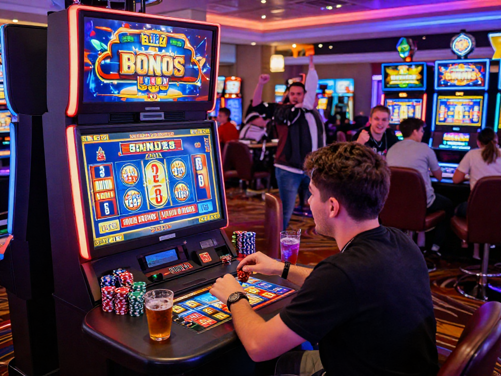 Exciting online gaming scene at a non UK casino showcasing players having fun at Bonus Buy slots with vibrant casino elements from https://neccr.org.uk.