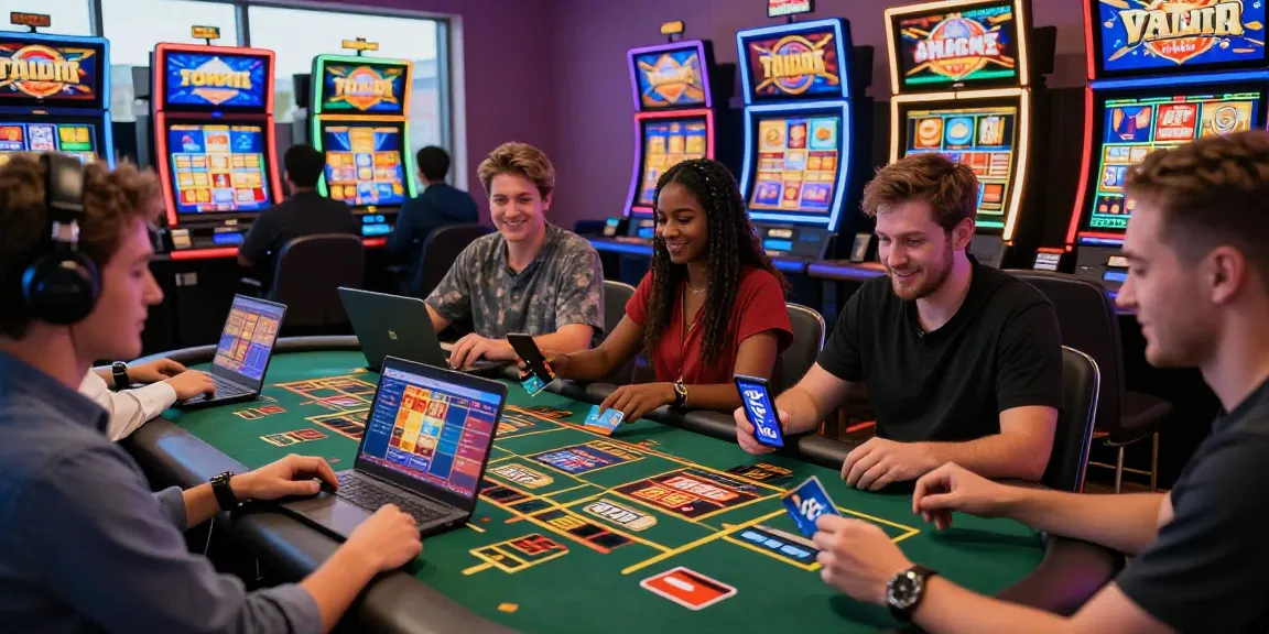 Players enjoying vibrant online casinos that accept credit cards, showcasing instant deposits and diverse gaming options for an exciting experience.
