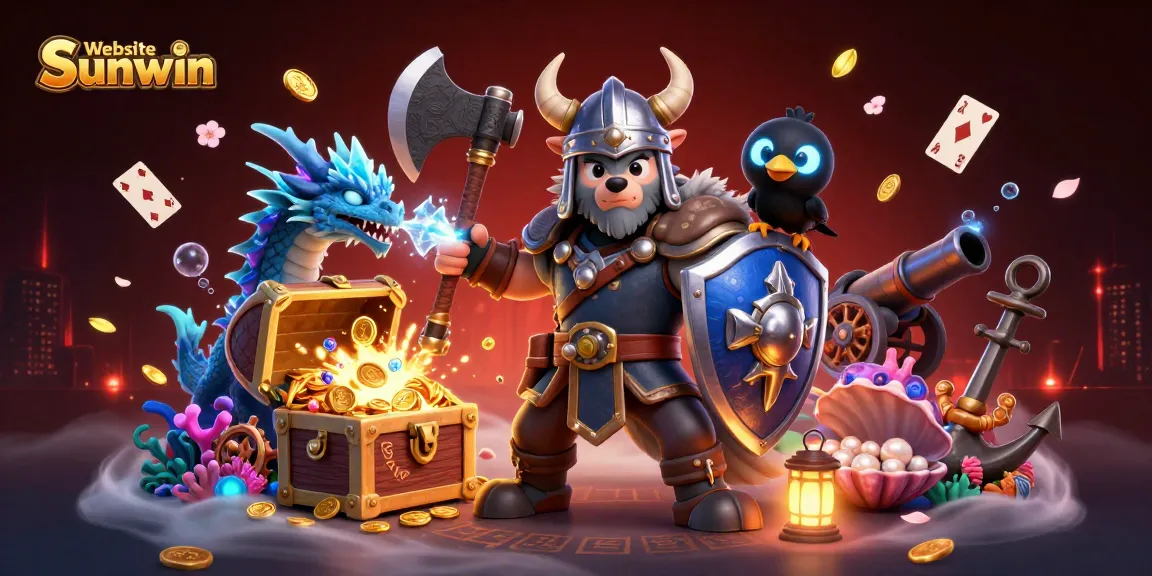 Experience the excitement of Website Sunwin with vibrant casino elements and mythical characters in 3D.