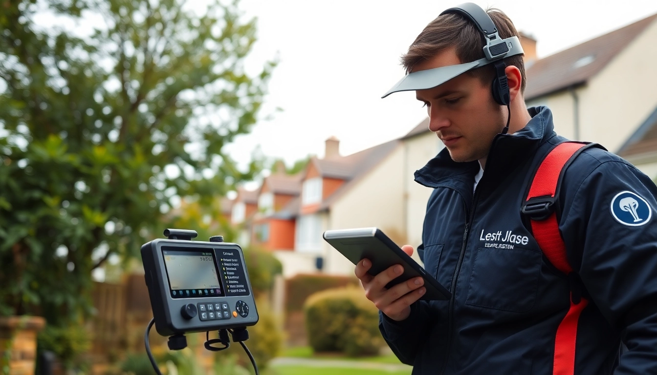 Inspecting a water leak detection Cornwall with advanced equipment to ensure home safety.