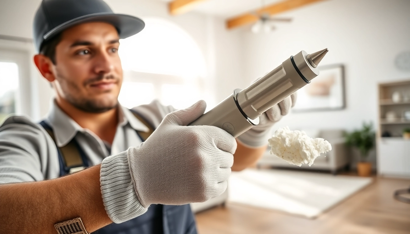 Technician performing spray foam removal Surrey in a modern home environment.