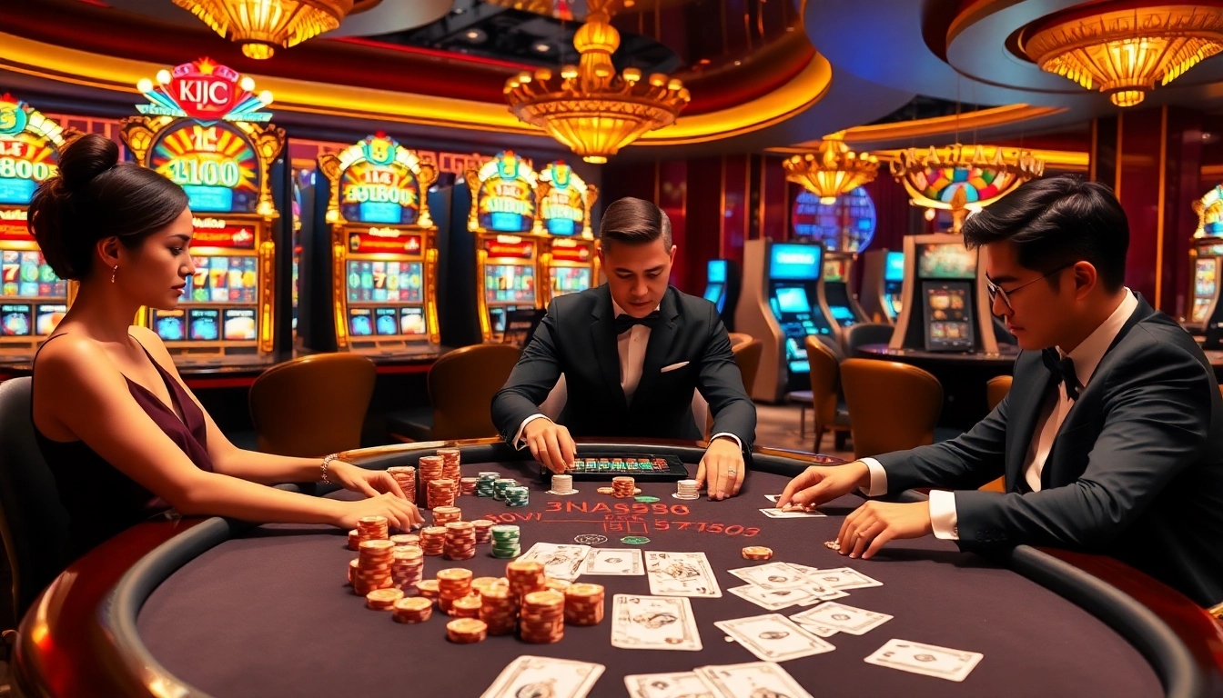 KJC xx88 poker game with vibrant atmosphere and colorful chips and cards.