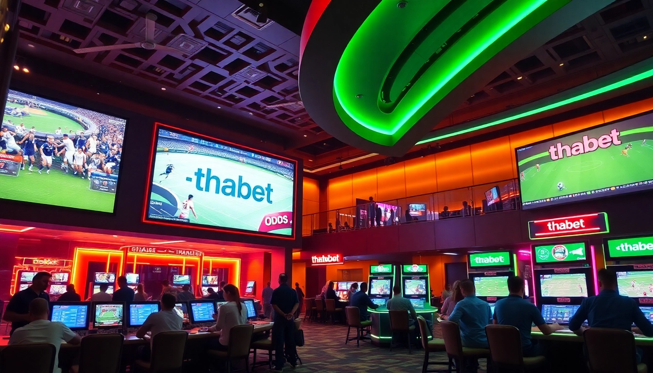Experience the excitement of sports betting at Thabet Casino with vibrant crowds and competitive odds.