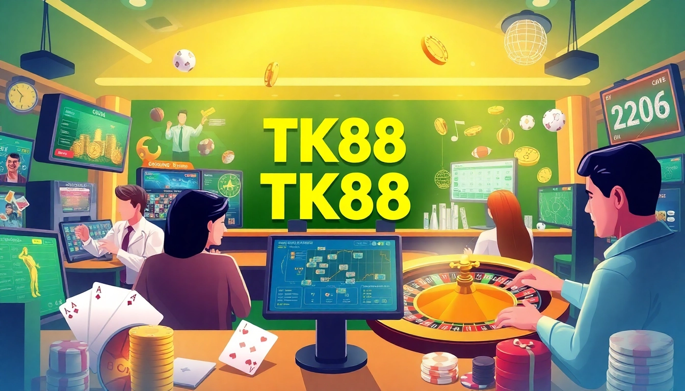 Exciting casino gaming scene at tk88win.live, showcasing diverse games and sports betting.
