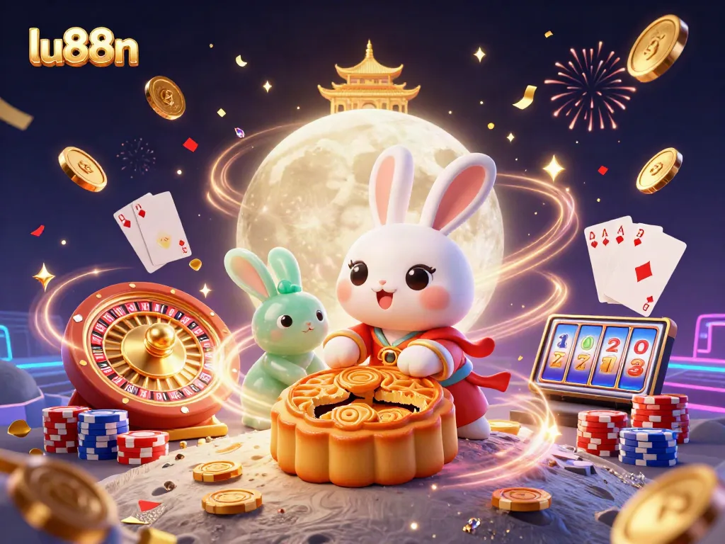 Engage with lu88n’s vibrant casino scene featuring golden roulette, poker chips, and festive animations.