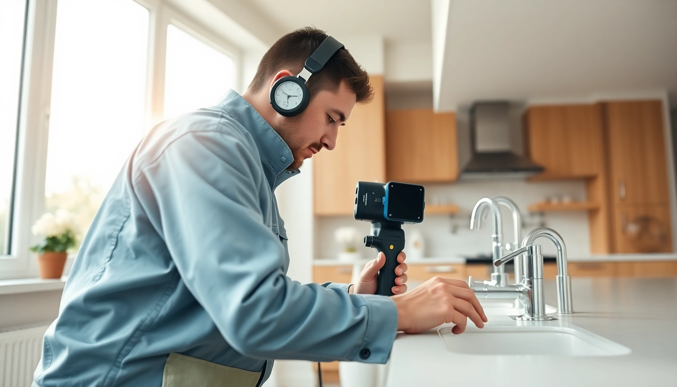 Experienced technician performing leak detection in Cornwall using advanced technology.