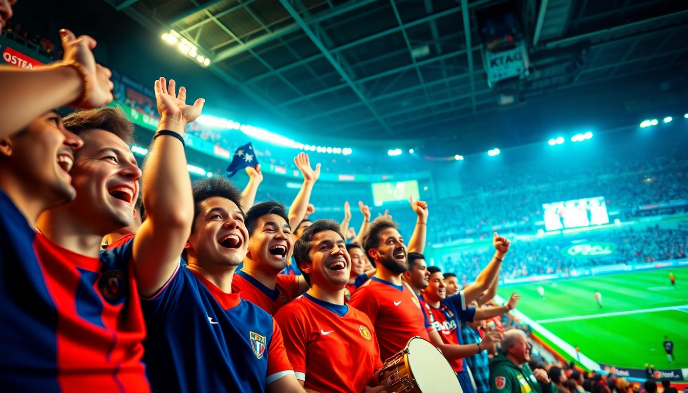 Football fans enjoying a live match, representing the community spirit of joemadfan.com.