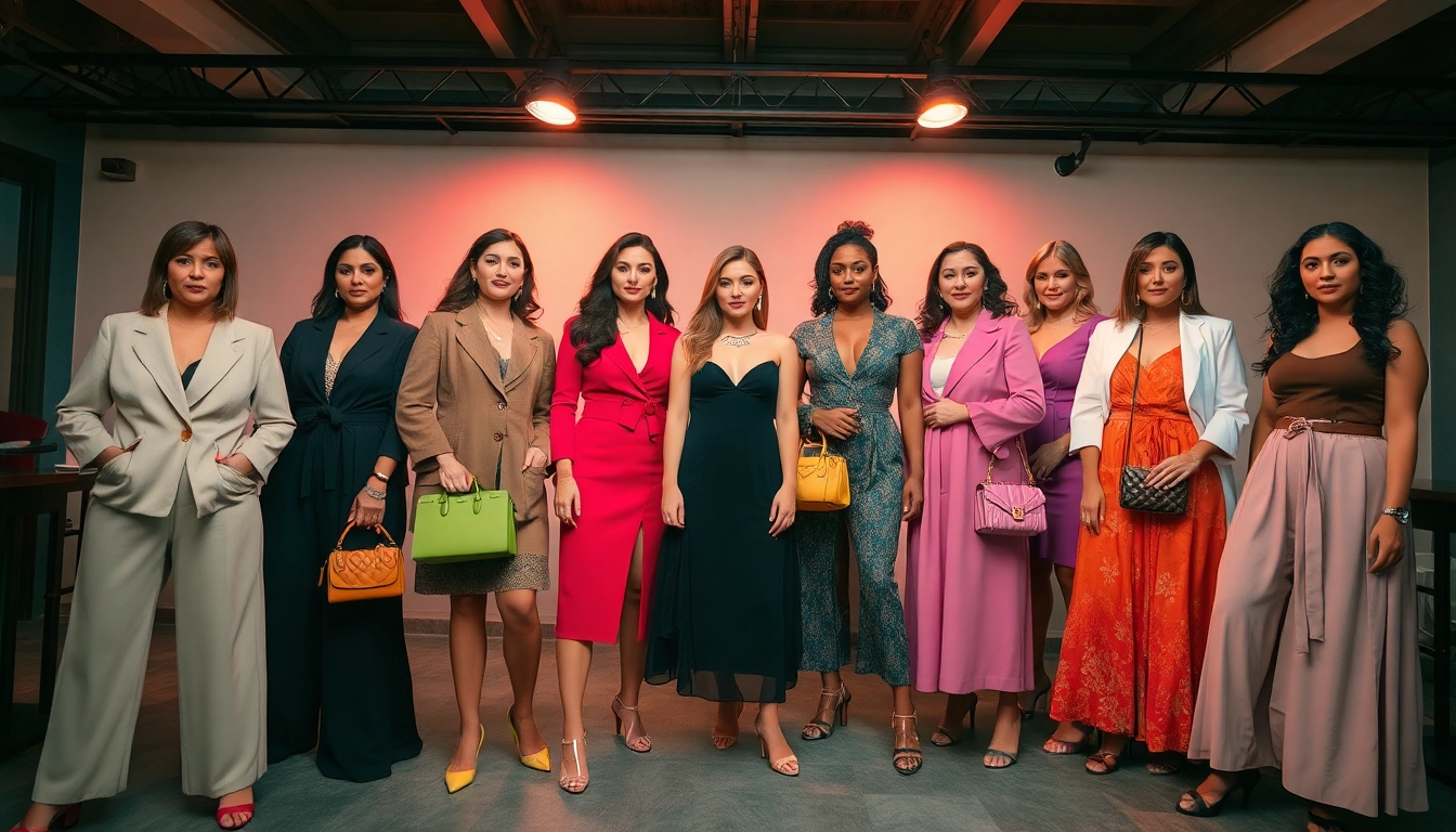 A diverse group of women radiating confidence in trendy Women Fashion styles with elegant outfits.