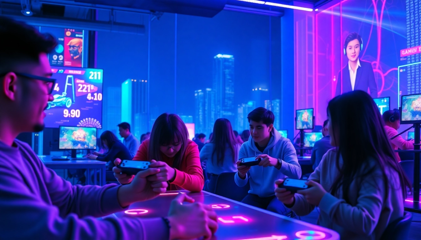 KJC AC interactive gaming environment showcasing diverse players and innovative design.