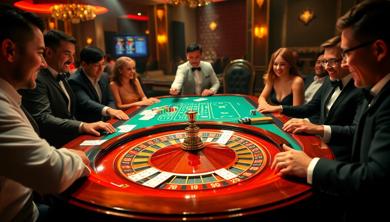Players engaging at the F168 casino gaming table with excitement and strategic betting.