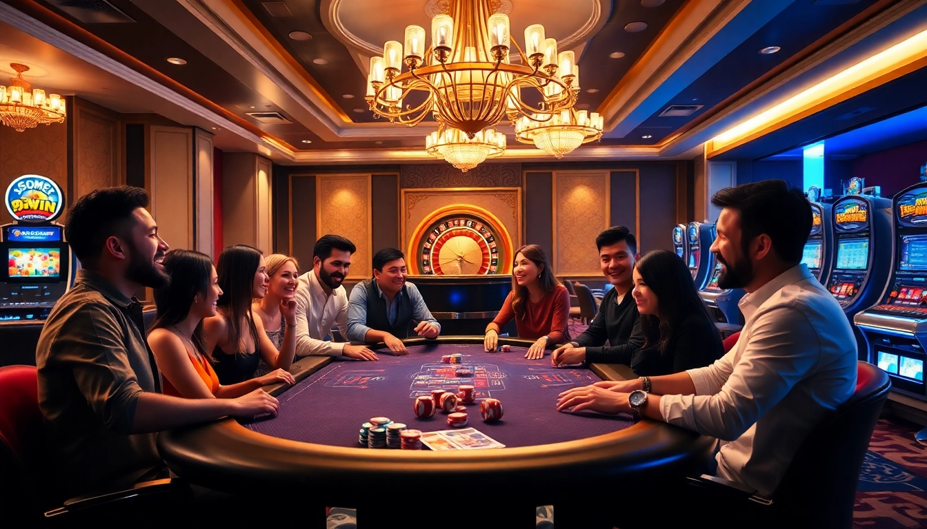 Experience thrilling gaming action at https://9win1.online/ with colorful casino tables and excited players.