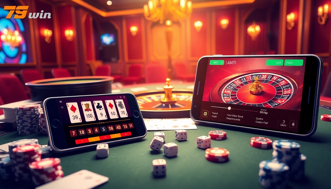 The 789win app enhances online gaming with live casino action and thrilling poker chips at a vibrant table.