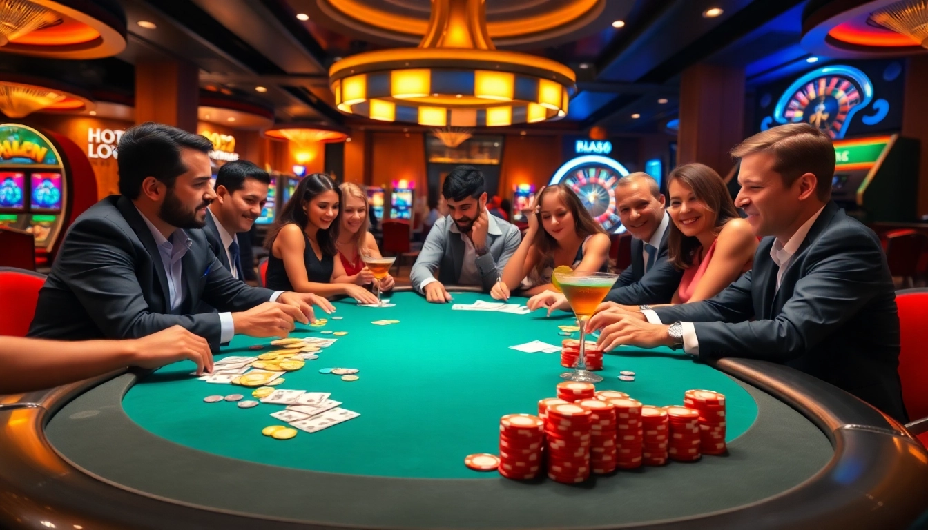 Experience thrilling games at TA88, with vibrant poker tables and slot machines ready for betting.