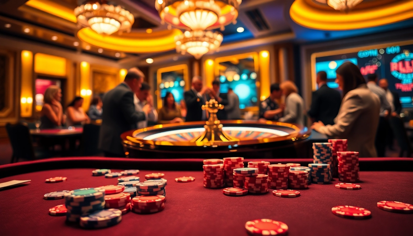 RR88 gaming table with vibrant poker chips and cards, capturing the excitement of casino life.