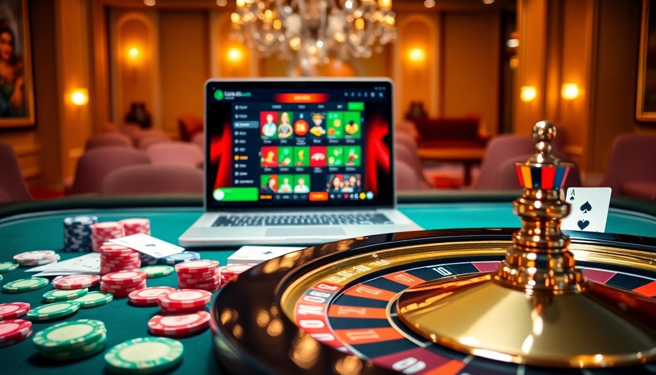 Enthusiastic gamblers enjoying a luxurious UU88 casino experience with poker chips and cards.