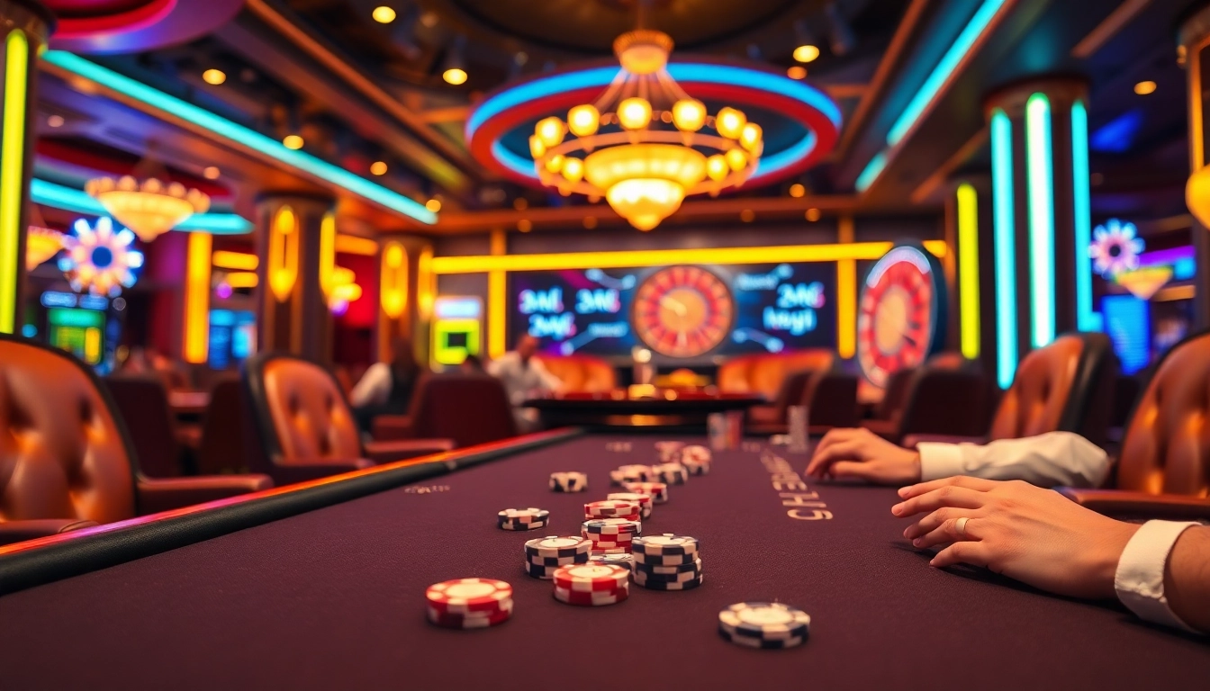 S8 casino scene with players engaging in poker, highlighting excitement with vibrant decor.