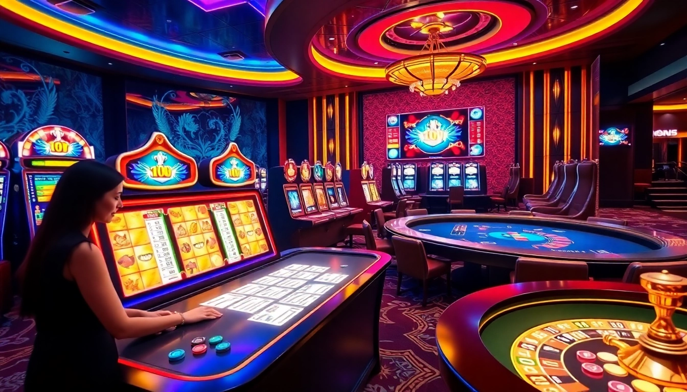 Betting on exciting games at https://mm88.bar/ with vibrant casino tables and engaging players.