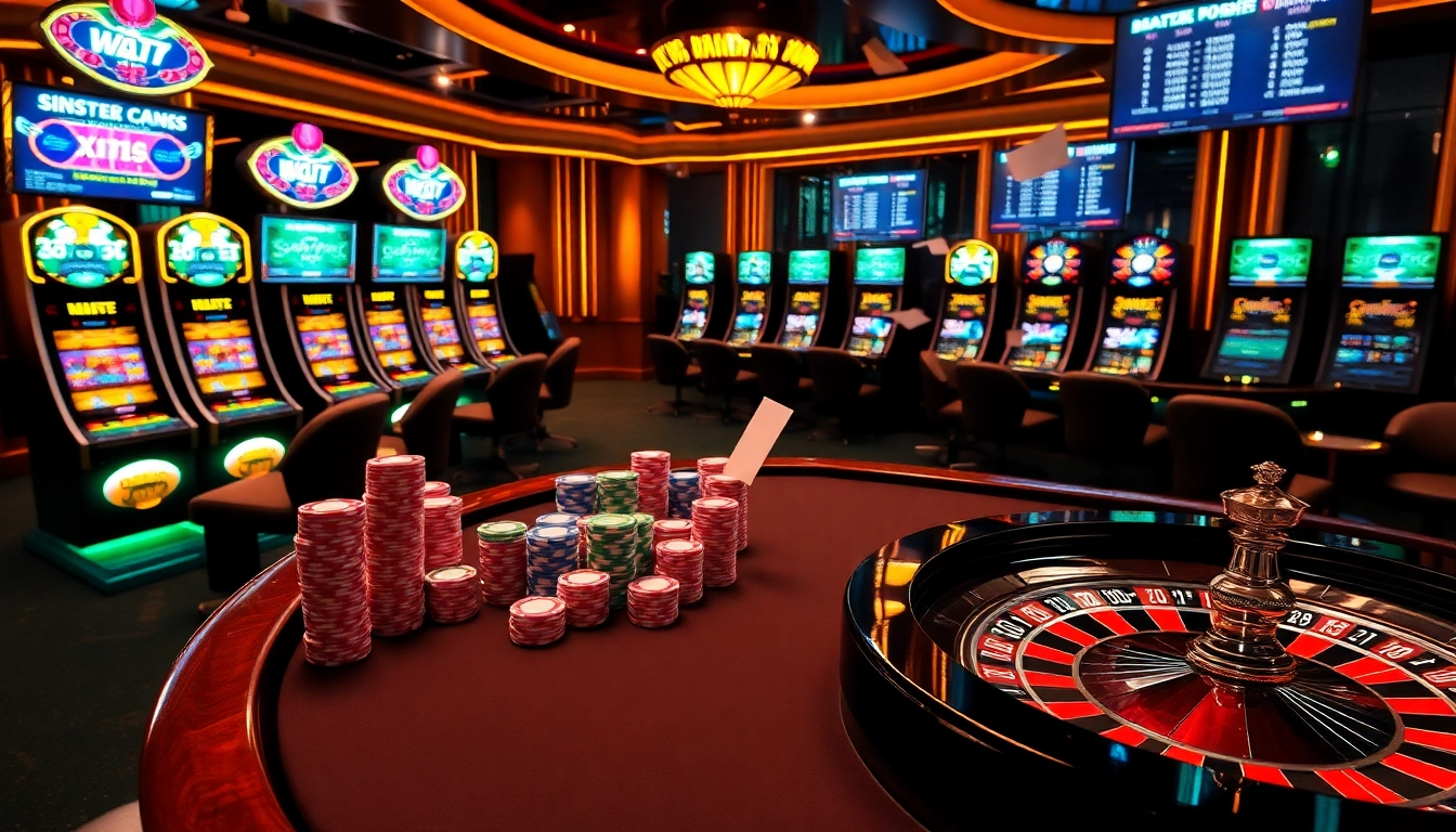 Experience thrilling gambling action at Bugatti8 with vibrant poker tables, roulette wheels, and bustling slot machines.