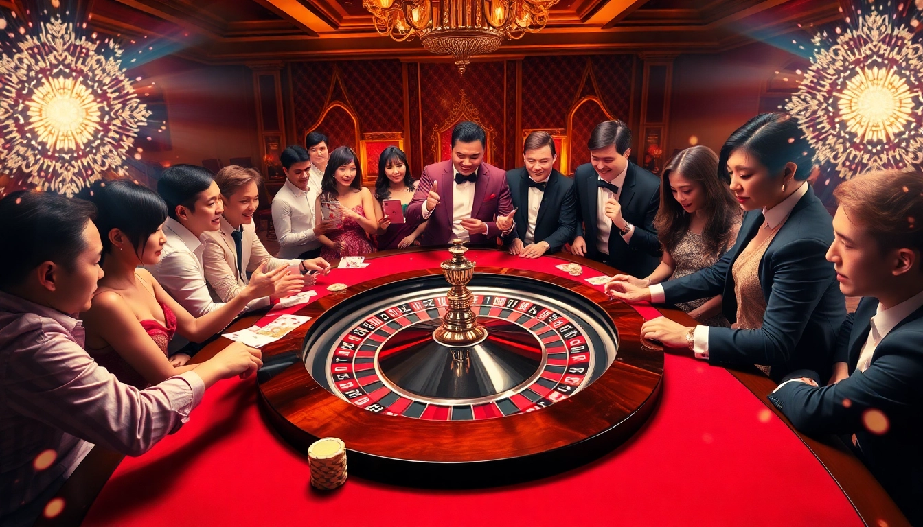 Exciting players at a luxury roulette table capturing the thrill of gambling at https://rr88csn.com/