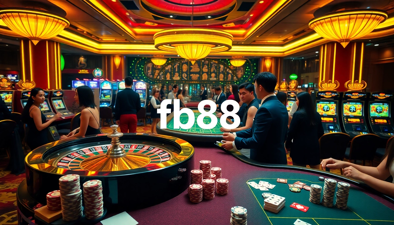 Experience the excitement of gambling at fb88, featuring vibrant casino games and engaged players.