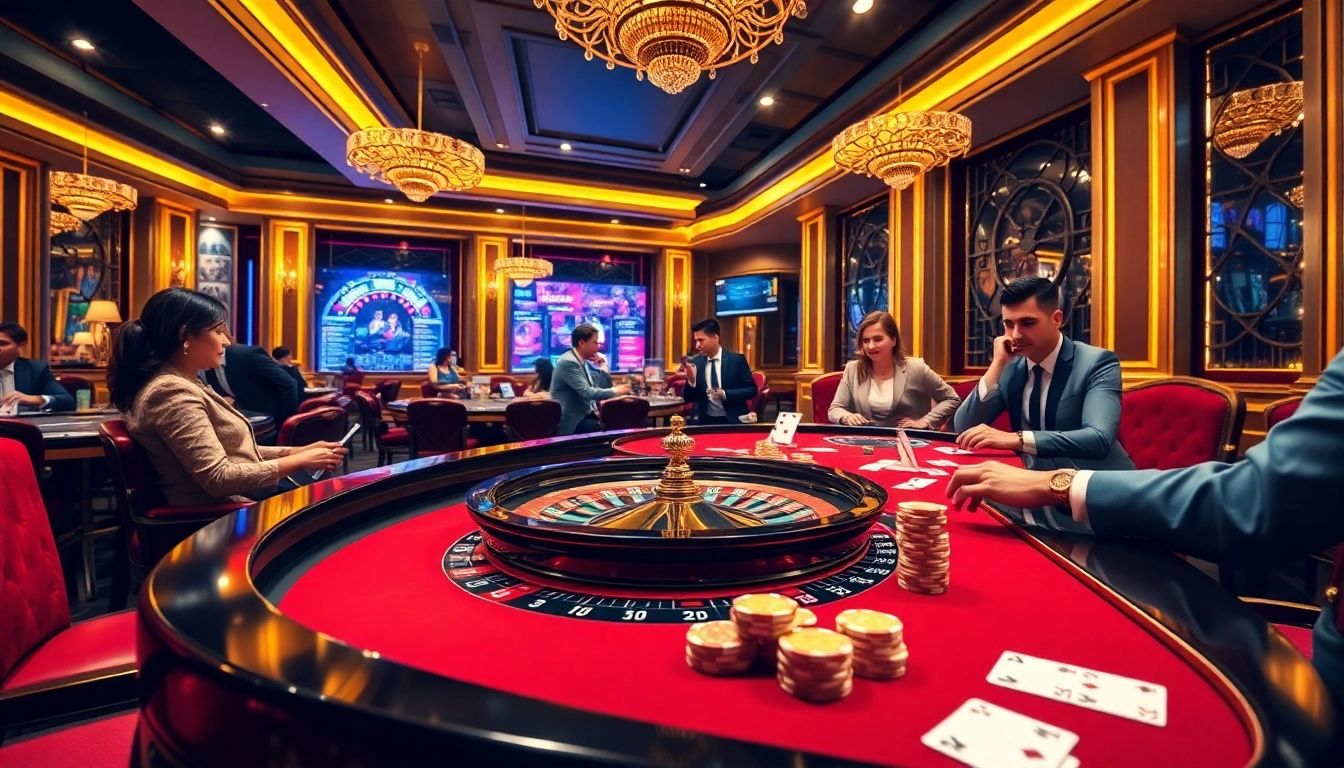 Players enjoying a thrilling game at a luxurious casino table, inspired by https://88i8i.net/ betting strategies.