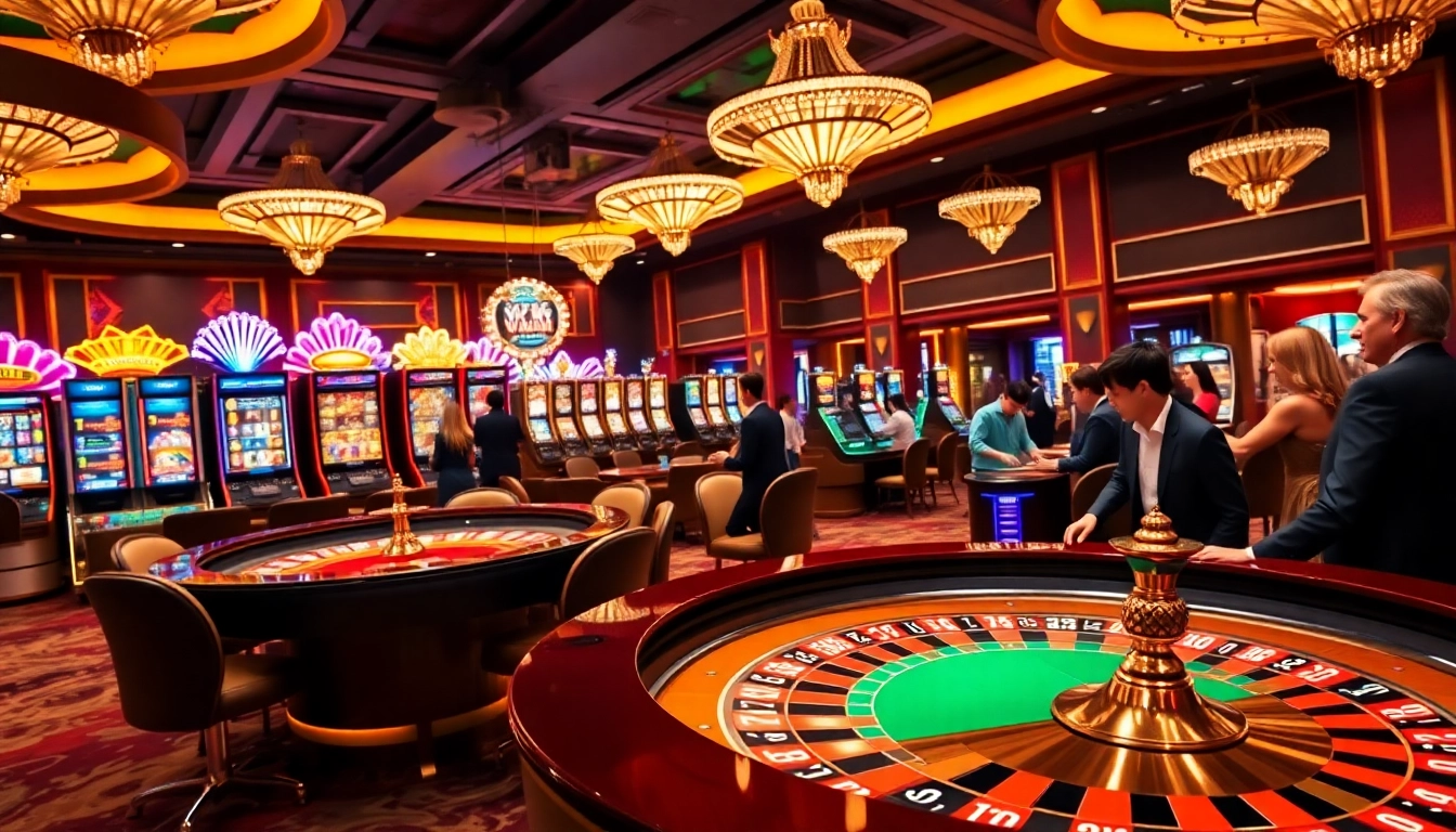 Players engaging in a thrilling game at https://vmax1.co/ casino, showcasing exciting gambling action.