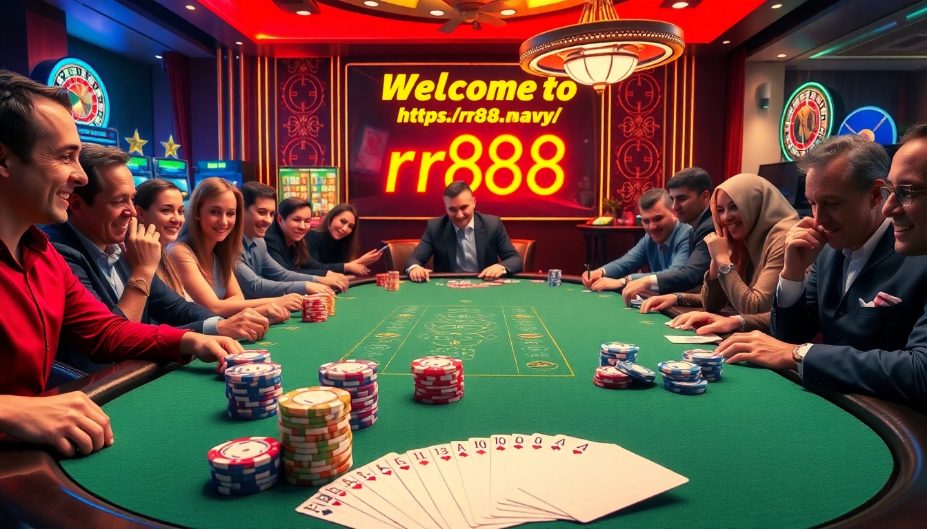 Exciting poker action at https://rr88.navy/, featuring chips, cards, and a roulette wheel.