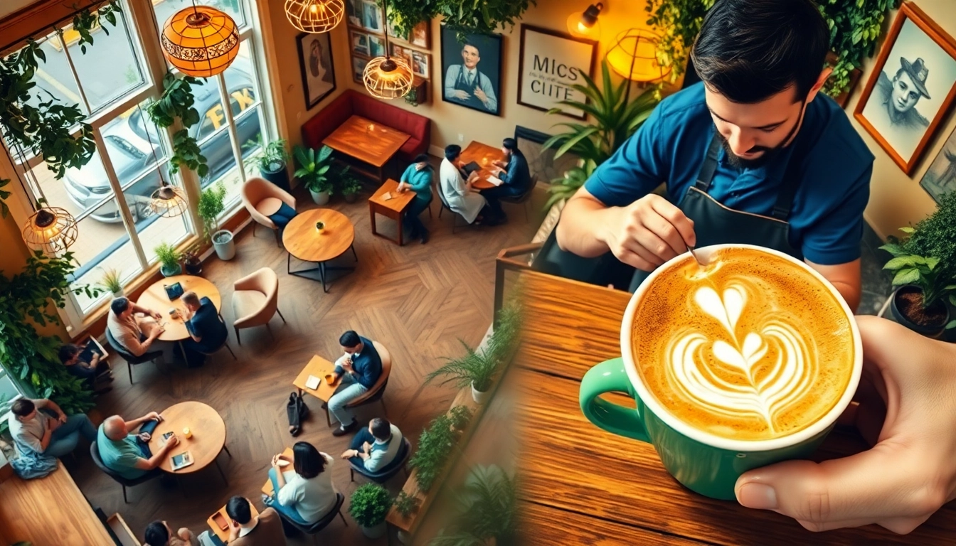 Enjoy patrons socializing at an Association coffee shop Madrid with vibrant decor and inviting atmosphere.