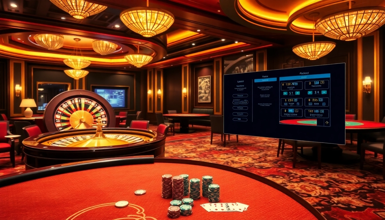 Experience thrilling gameplay at https://hacoolmall.com/ with luxurious casino visuals featuring roulette and poker.