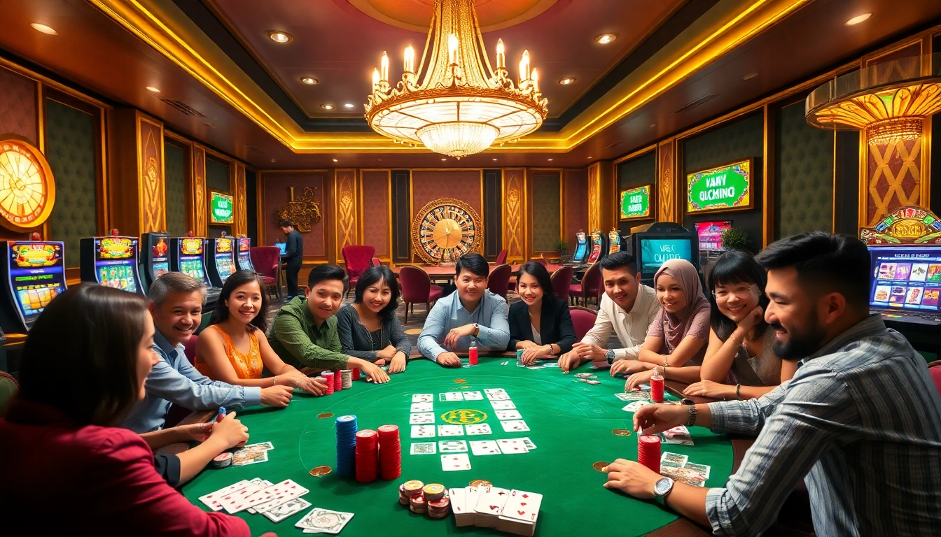 Engaged players at the Luck8882 poker table showcasing excitement and strategy in play.