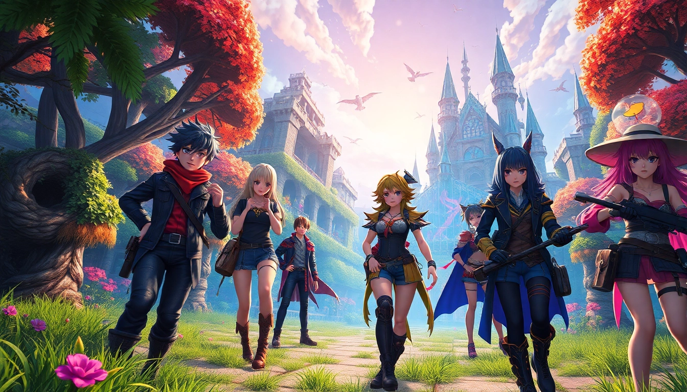 Engaging characters from an interactive XXX game in a vibrant fantasy landscape.