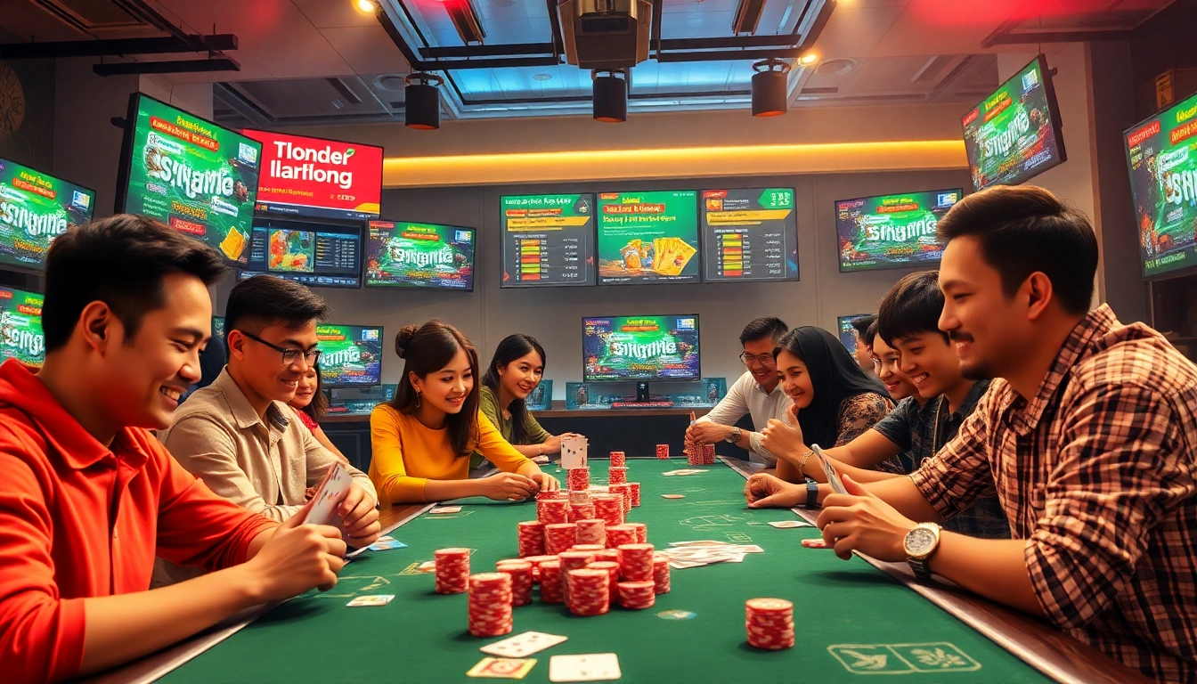 Players enjoying interactive card games on the gamebaidoithuong platform, highlighting excitement and engagement.