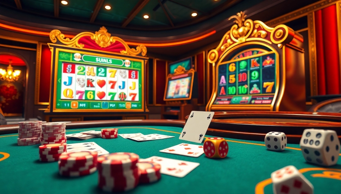 Engage in thrilling gameplay at https://kubet77i.ink/, featuring a vibrant online casino interface with cards, chips, and a roulette wheel.