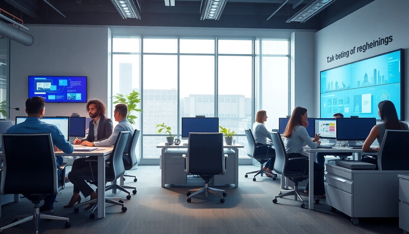 协作式现代办公场景，展示 WPS 下载在高科技功能中的应用。