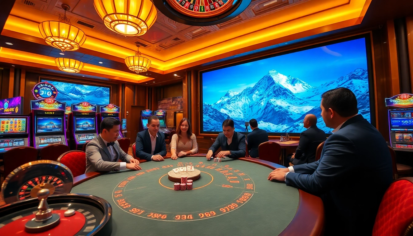 Experience mount Everest base camp trek while enjoying high-stakes gambling excitement in a luxurious casino.